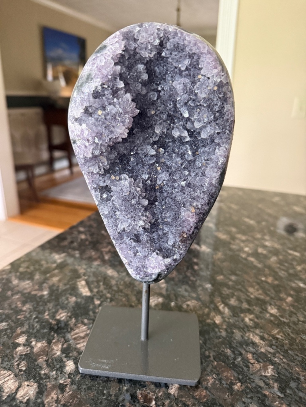 Amethyst Crystal Geode Display - Purple Home Art